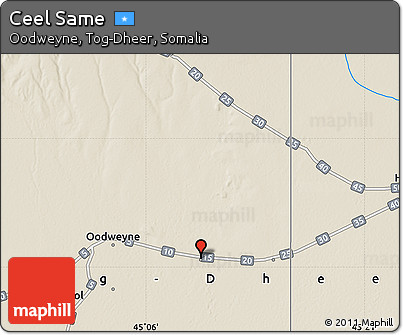 Shaded Relief Map of Ceel Same