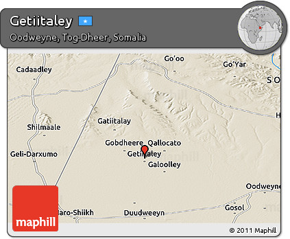 Shaded Relief Panoramic Map of Getiitaley