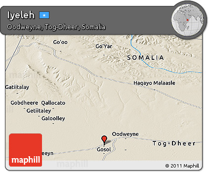 Shaded Relief Panoramic Map of Iyeleh