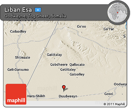 Shaded Relief Panoramic Map of Liban Esa