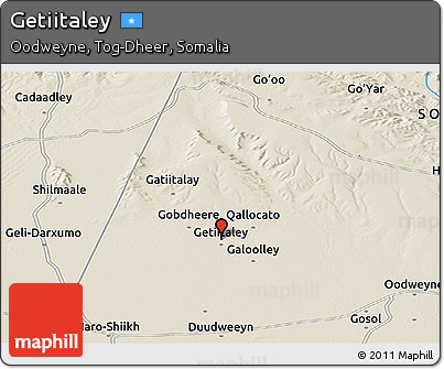 Shaded Relief Panoramic Map of Getiitaley