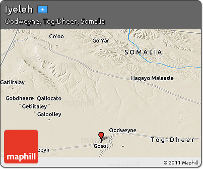 Shaded Relief Panoramic Map of Iyeleh