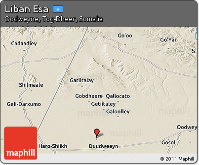 Shaded Relief Panoramic Map of Liban Esa