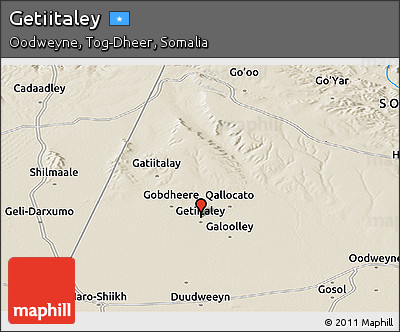 Shaded Relief Panoramic Map of Getiitaley