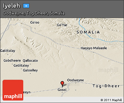 Shaded Relief Panoramic Map of Iyeleh