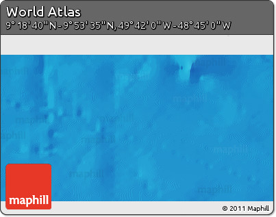 Shaded Relief 3D Map of the Area around 9° 36' 8" N, 49° 13' 30" W