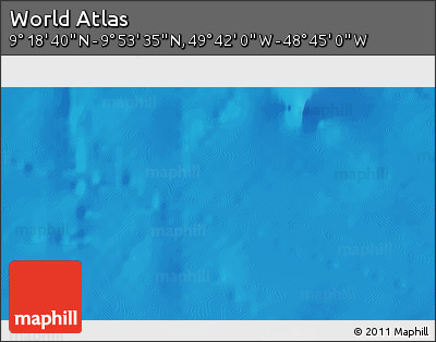 Shaded Relief 3D Map of the Area around 9° 36' 8" N, 49° 13' 30" W