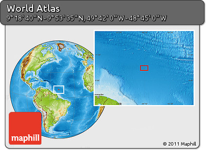 Physical Location Map of the Area around 9° 36' 8" N, 49° 13' 30" W