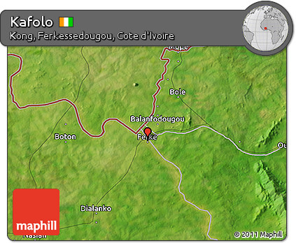 Satellite 3D Map of Kafolo