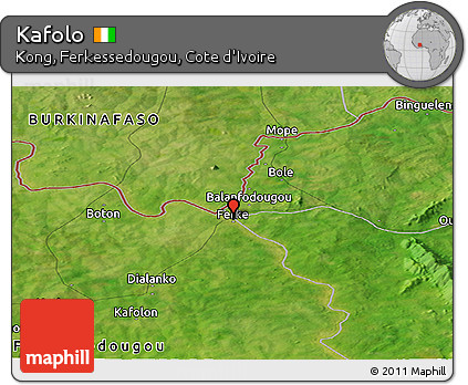 Satellite Panoramic Map of Kafolo