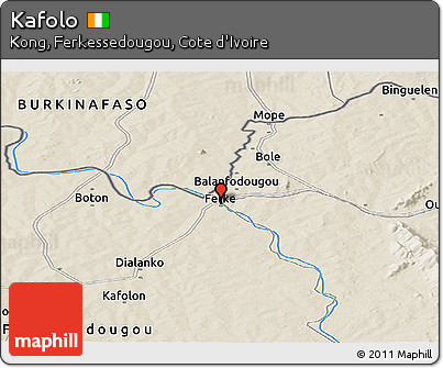 Shaded Relief Panoramic Map of Kafolo