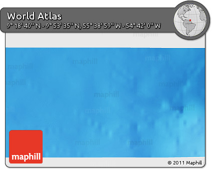 Physical 3D Map of the Area around 9° 36' 8" N, 55° 10' 29" W