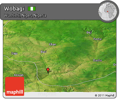 Satellite Panoramic Map of Wobagi