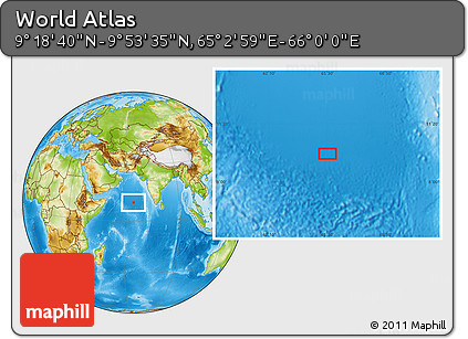 Physical Location Map of the Area around 9° 36' 8" N, 65° 31' 30" E