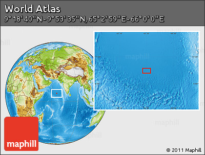Physical Location Map of the Area around 9° 36' 8" N, 65° 31' 30" E