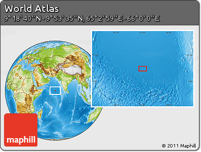 Physical Location Map of the Area around 9° 36' 8" N, 65° 31' 30" E