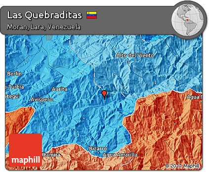 Political 3D Map of Las Quebraditas