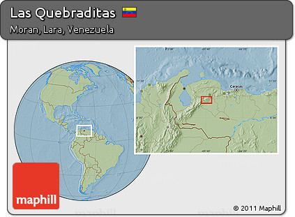 Savanna Style Location Map of Las Quebraditas, hill shading
