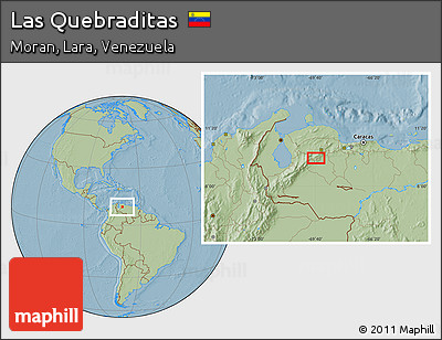 Savanna Style Location Map of Las Quebraditas, hill shading