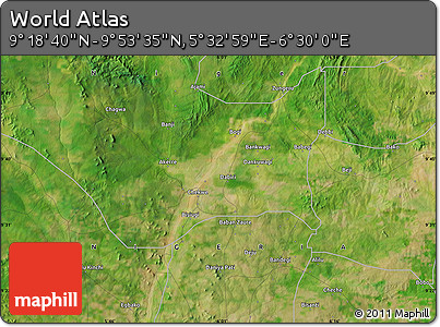 Satellite Map of the Area around 9° 36' 8" N, 6° 1' 30" E