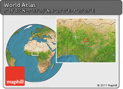 Satellite Location Map of the Area around 9° 36' 8" N, 6° 52' 30" E