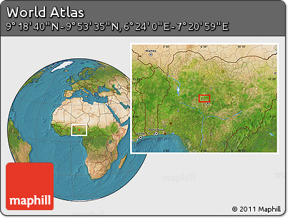 Satellite Location Map of the Area around 9° 36' 8" N, 6° 52' 30" E