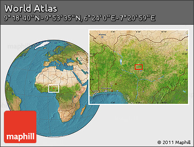 Satellite Location Map of the Area around 9° 36' 8" N, 6° 52' 30" E