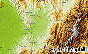 Physical Map of the area around 9° 36' 8" N, 70° 28' 29" W