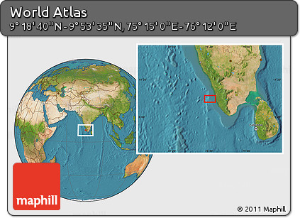 Satellite Location Map of the Area around 9° 36' 8" N, 75° 43' 29" E
