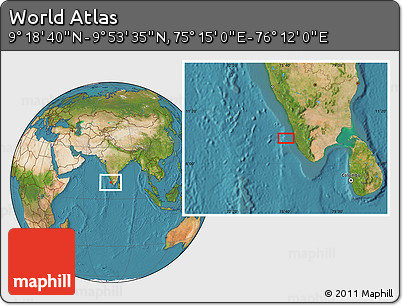 Satellite Location Map of the Area around 9° 36' 8" N, 75° 43' 29" E