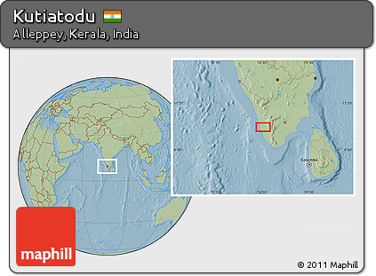 Savanna Style Location Map of Kutiatodu, hill shading