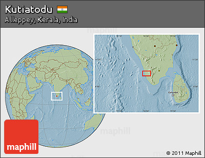 Savanna Style Location Map of Kutiatodu, hill shading