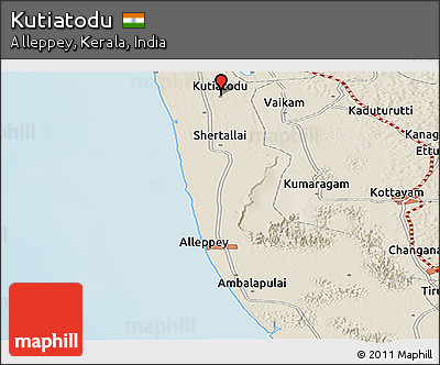 Shaded Relief Panoramic Map of Kutiatodu