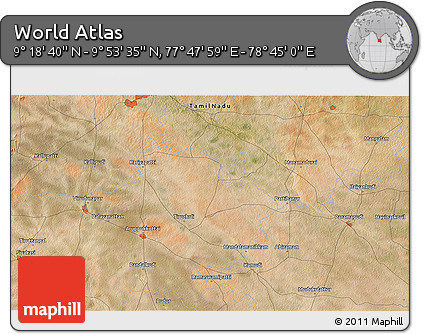 Satellite 3D Map of the Area around 9° 36' 8" N, 78° 16' 30" E