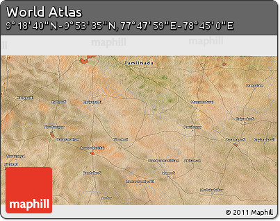 Satellite 3D Map of the Area around 9° 36' 8" N, 78° 16' 30" E