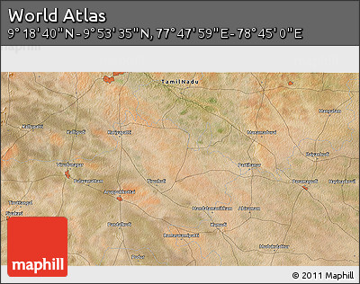 Satellite 3D Map of the Area around 9° 36' 8" N, 78° 16' 30" E