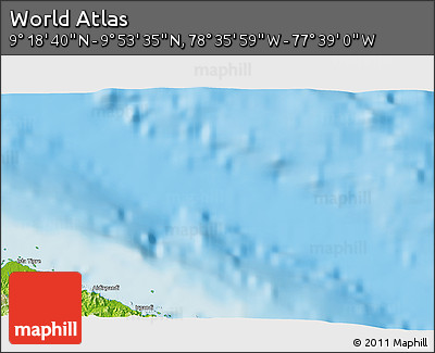 Physical 3D Map of the Area around 9° 36' 8" N, 78° 7' 30" W
