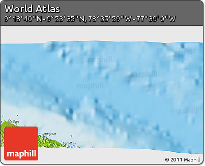 Physical 3D Map of the Area around 9° 36' 8" N, 78° 7' 30" W