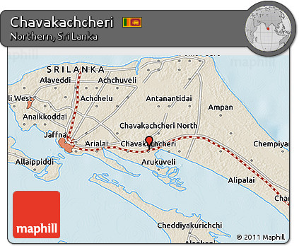 Shaded Relief 3D Map of Chavakachcheri