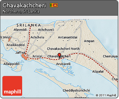 Shaded Relief 3D Map of Chavakachcheri