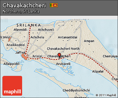 Shaded Relief 3D Map of Chavakachcheri