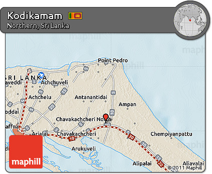 Shaded Relief Map of Kodikamam