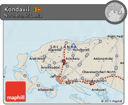 Shaded Relief Map of Kondavil
