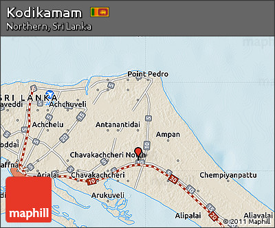 Shaded Relief Map of Kodikamam