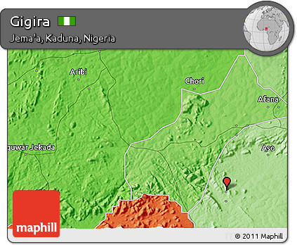Political 3D Map of Gigira