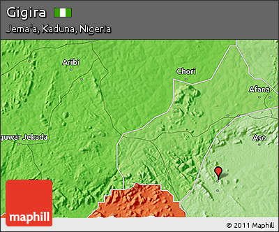 Political 3D Map of Gigira
