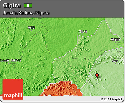 Political 3D Map of Gigira