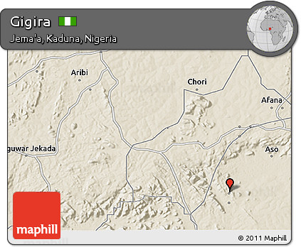 Shaded Relief 3D Map of Gigira
