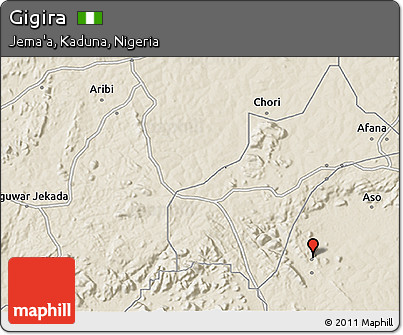 Shaded Relief 3D Map of Gigira