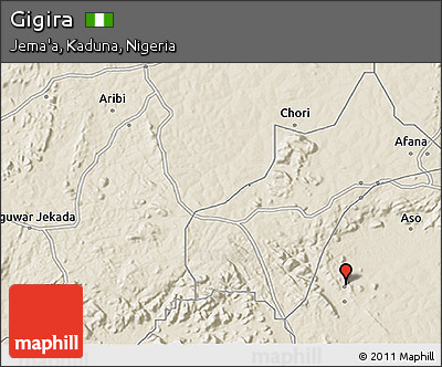 Shaded Relief 3D Map of Gigira